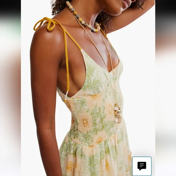 Free People Adriel Tie Strap Tiered Midi Dress Large NWOT - Picture 3 of 16